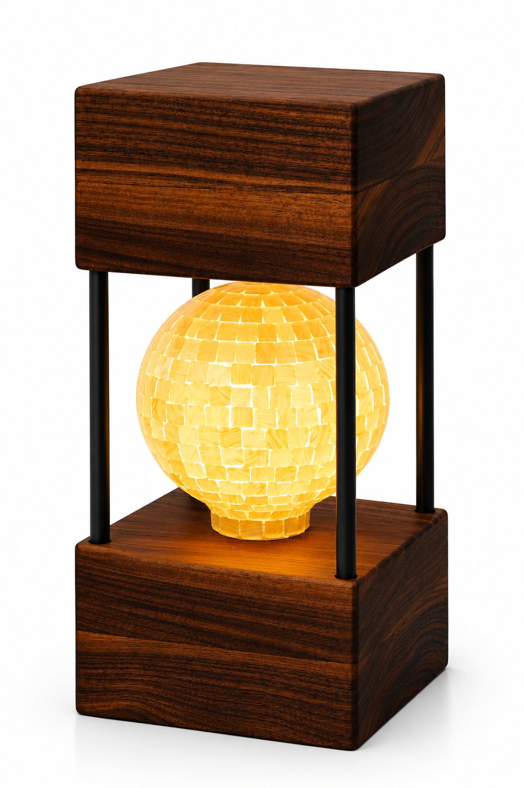 American Walnut Double Square Lamp