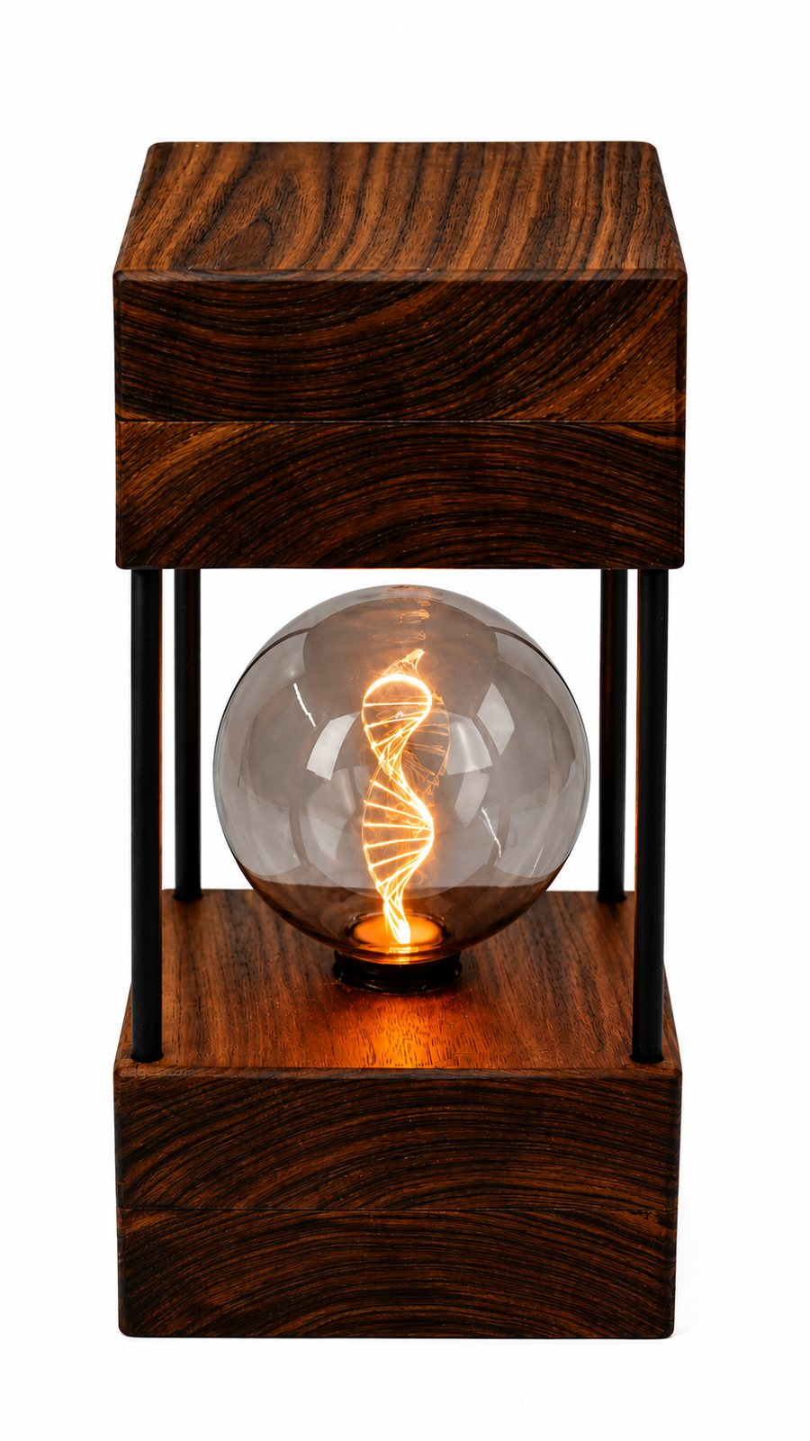 American Walnut Double Square Lamp