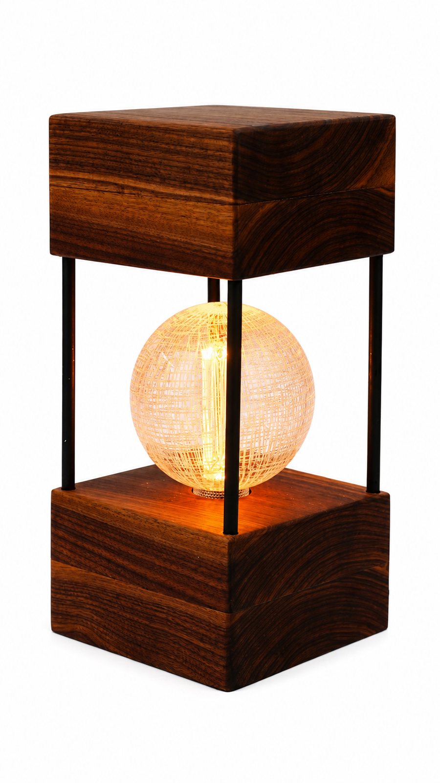 American Walnut Double Square Lamp