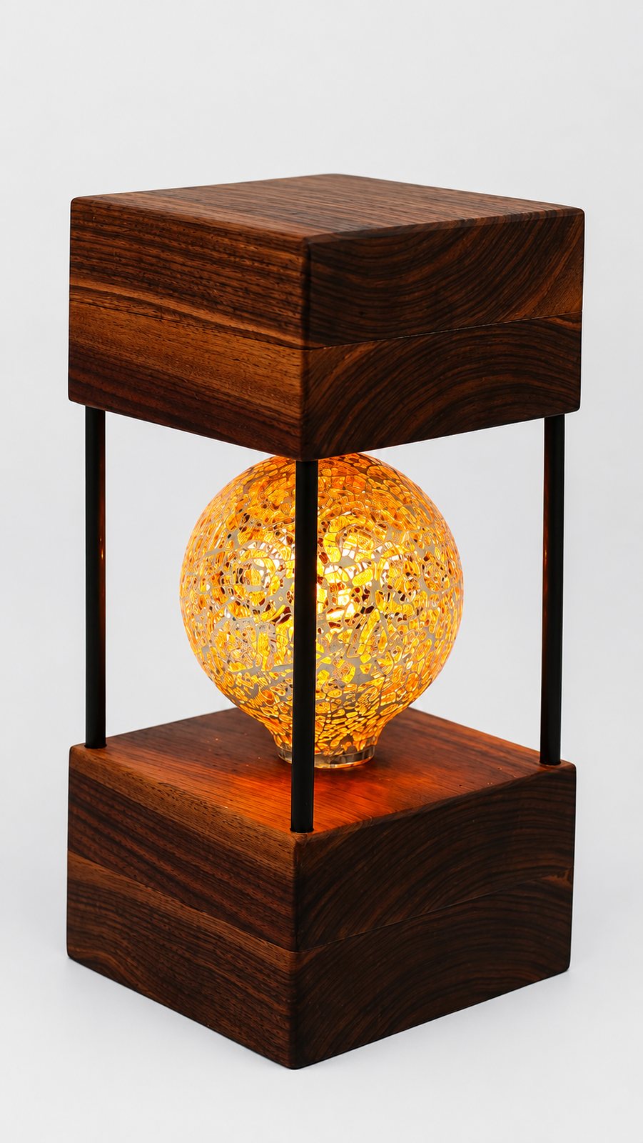 American Walnut Double Square Lamp
