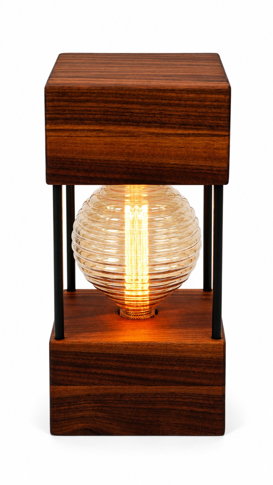 American Walnut Double Square Lamp