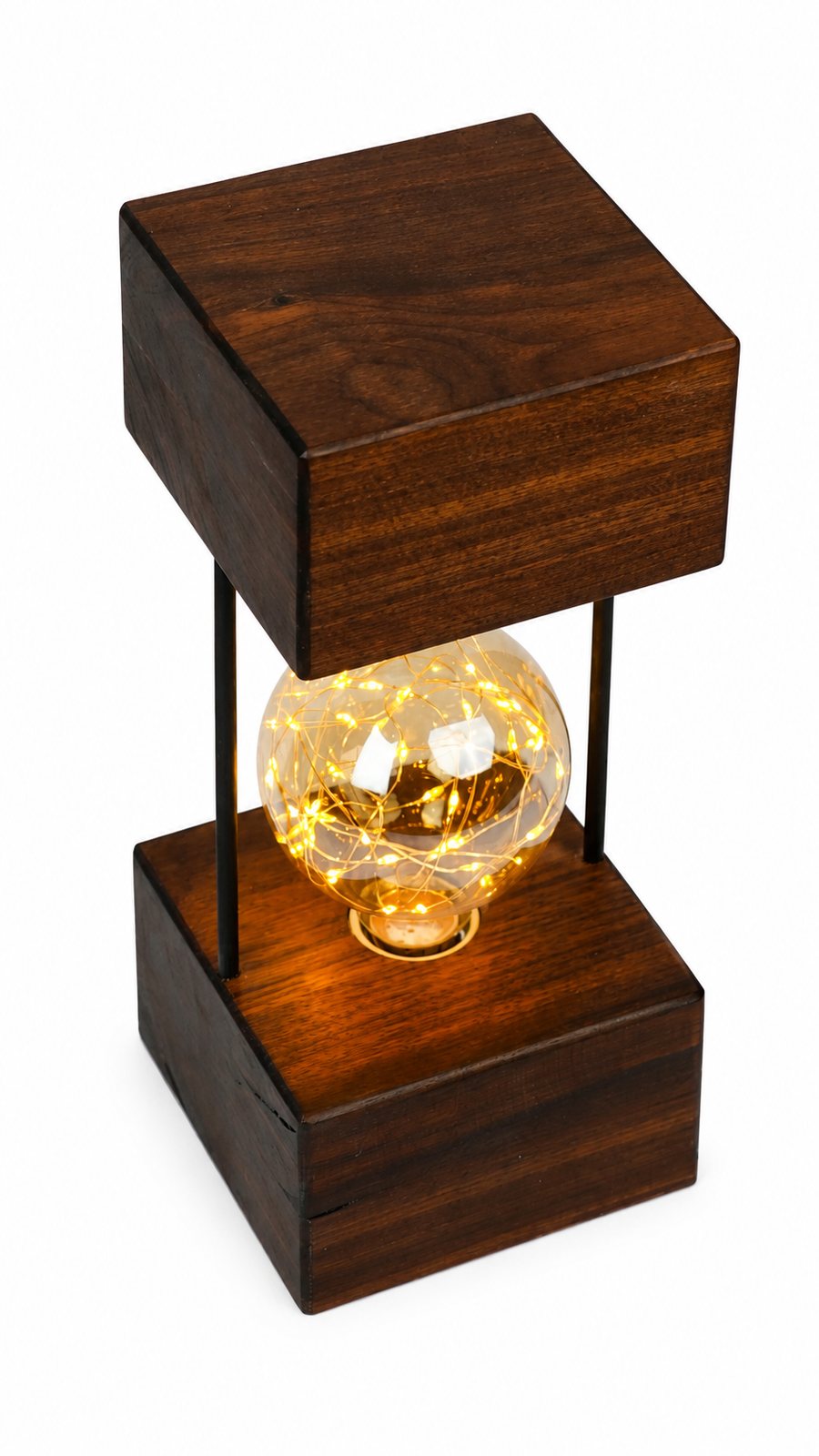 American Walnut Double Square Lamp