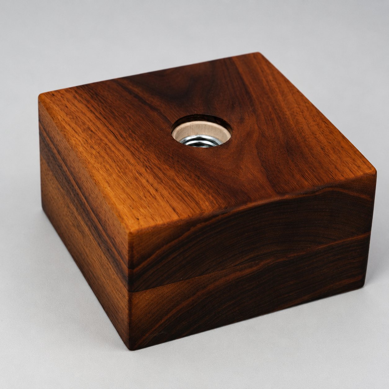 American Walnut Square Large Single Base Lamp