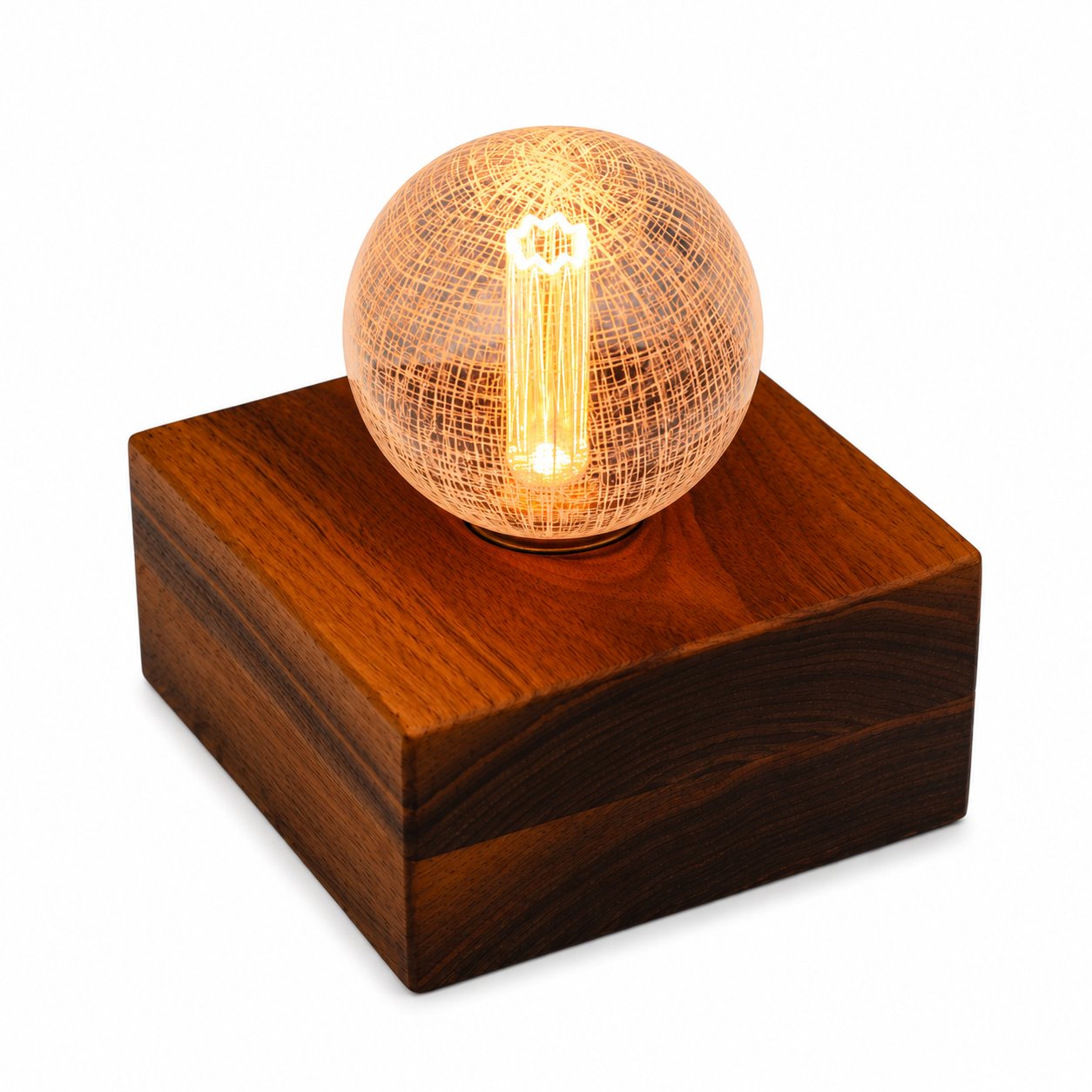American Walnut Square Large Single Base Lamp