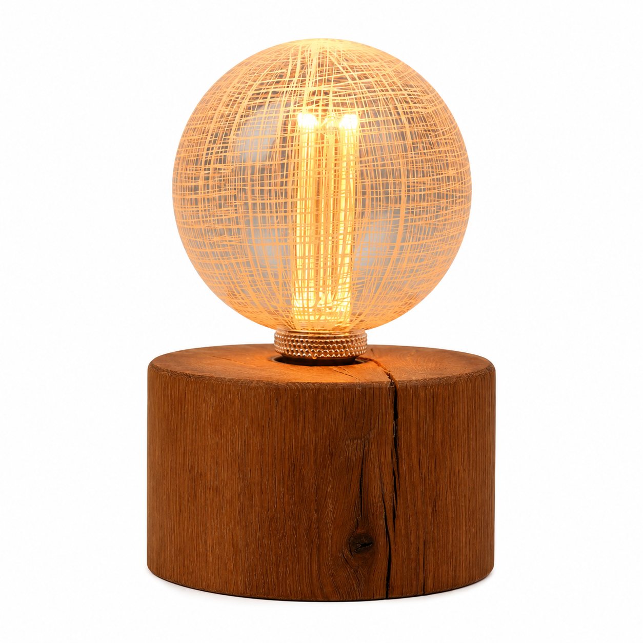 Rustic Oak Pygmy Style Round Lamp