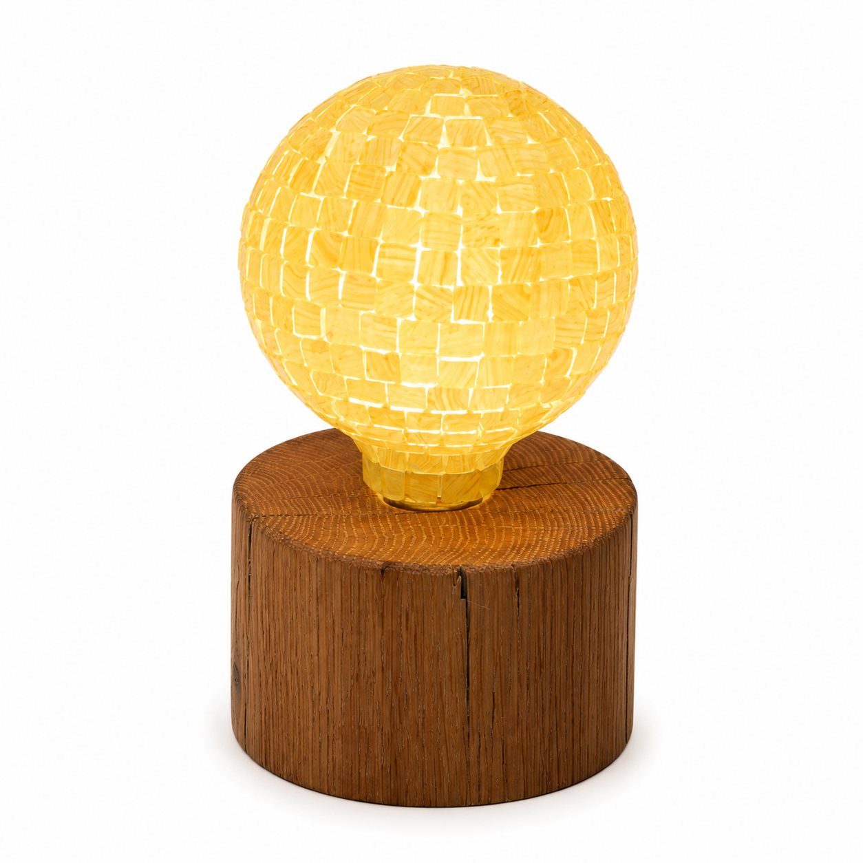 Rustic Oak Pygmy Style Round Lamp