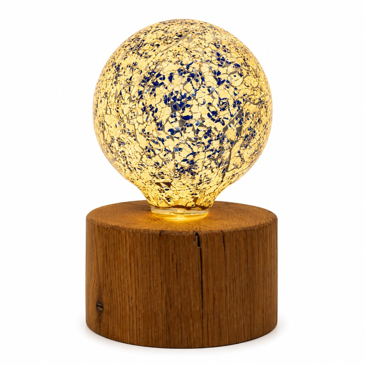Rustic Oak Pygmy Style Round Small Lamp