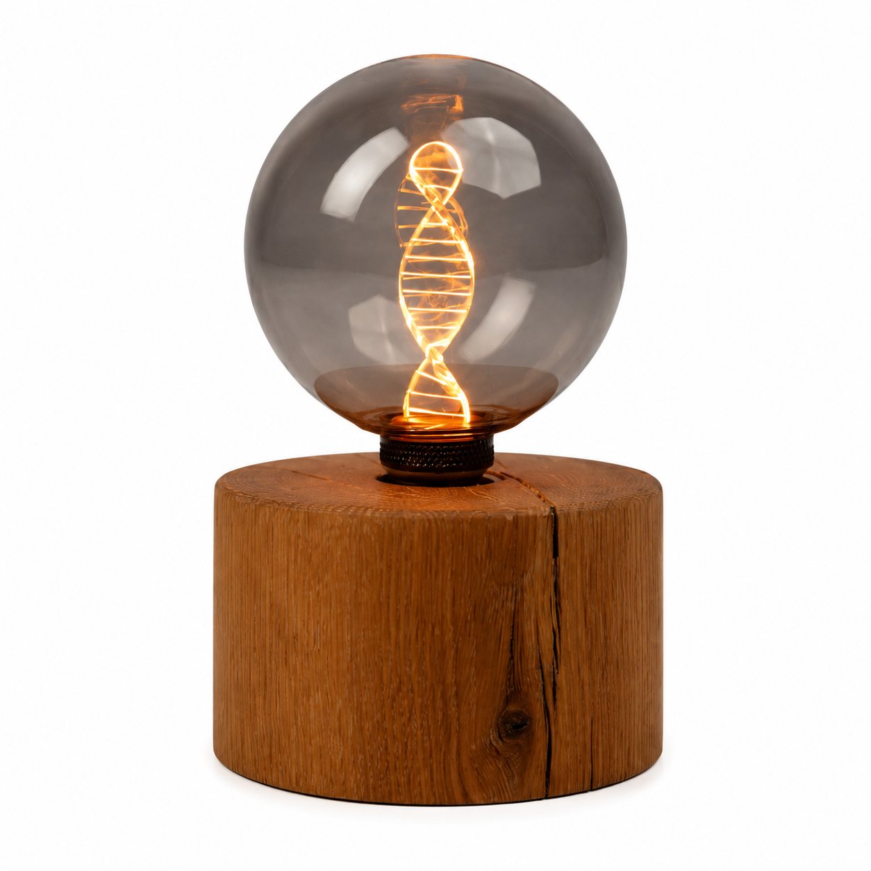 Rustic Oak Pygmy Style Round Small Lamp