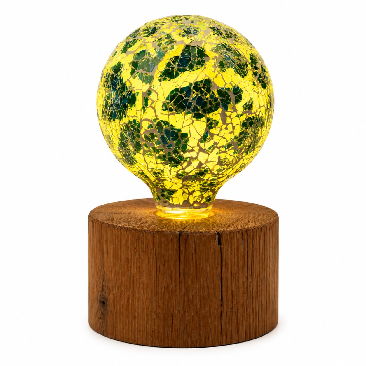 Rustic Oak Pygmy Style Round Small Lamp
