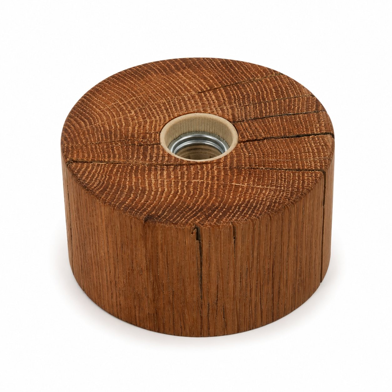 Rustic Oak Pygmy Style Round Small Lamp