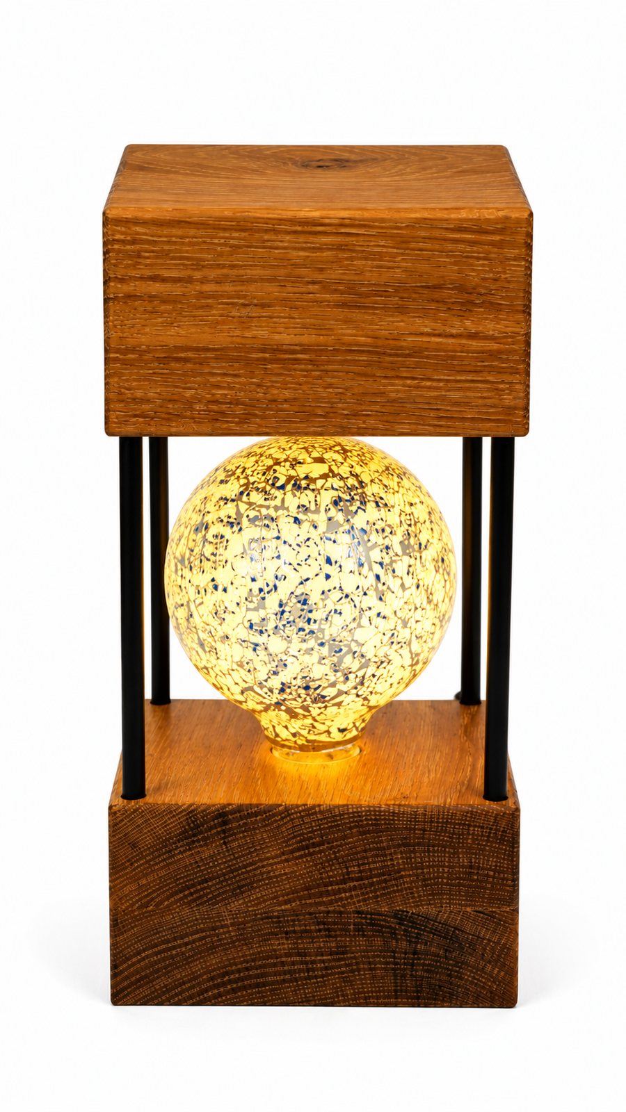 White Oak Double Square Lamp