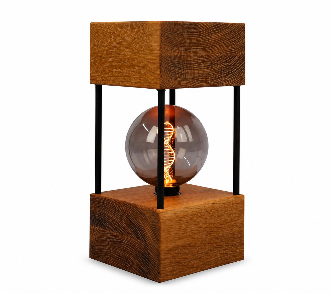 White Oak Double Square Lamp