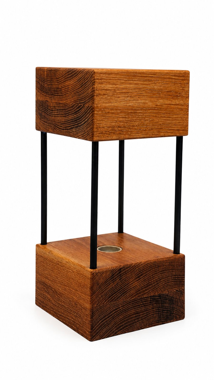 White Oak Double Square Lamp