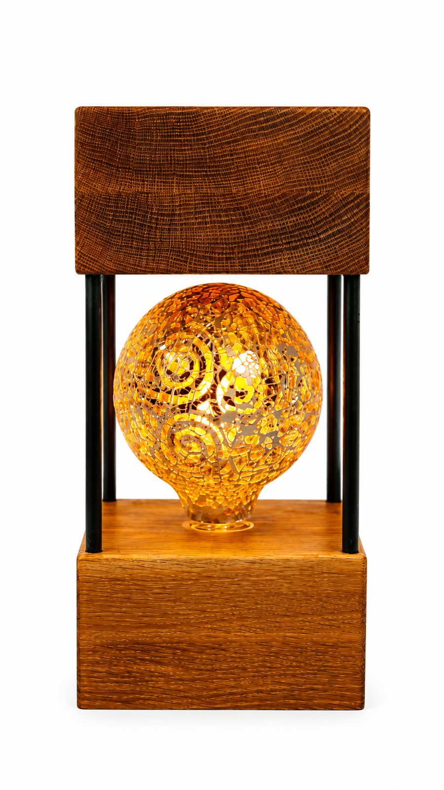White Oak Double Square Lamp