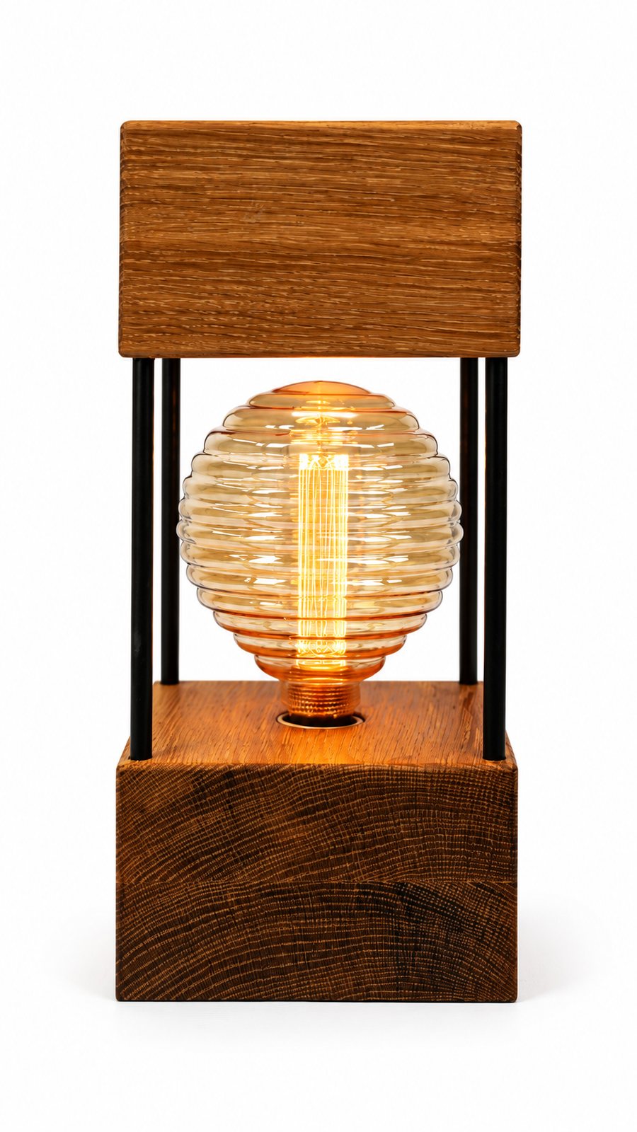 White Oak Double Square Lamp