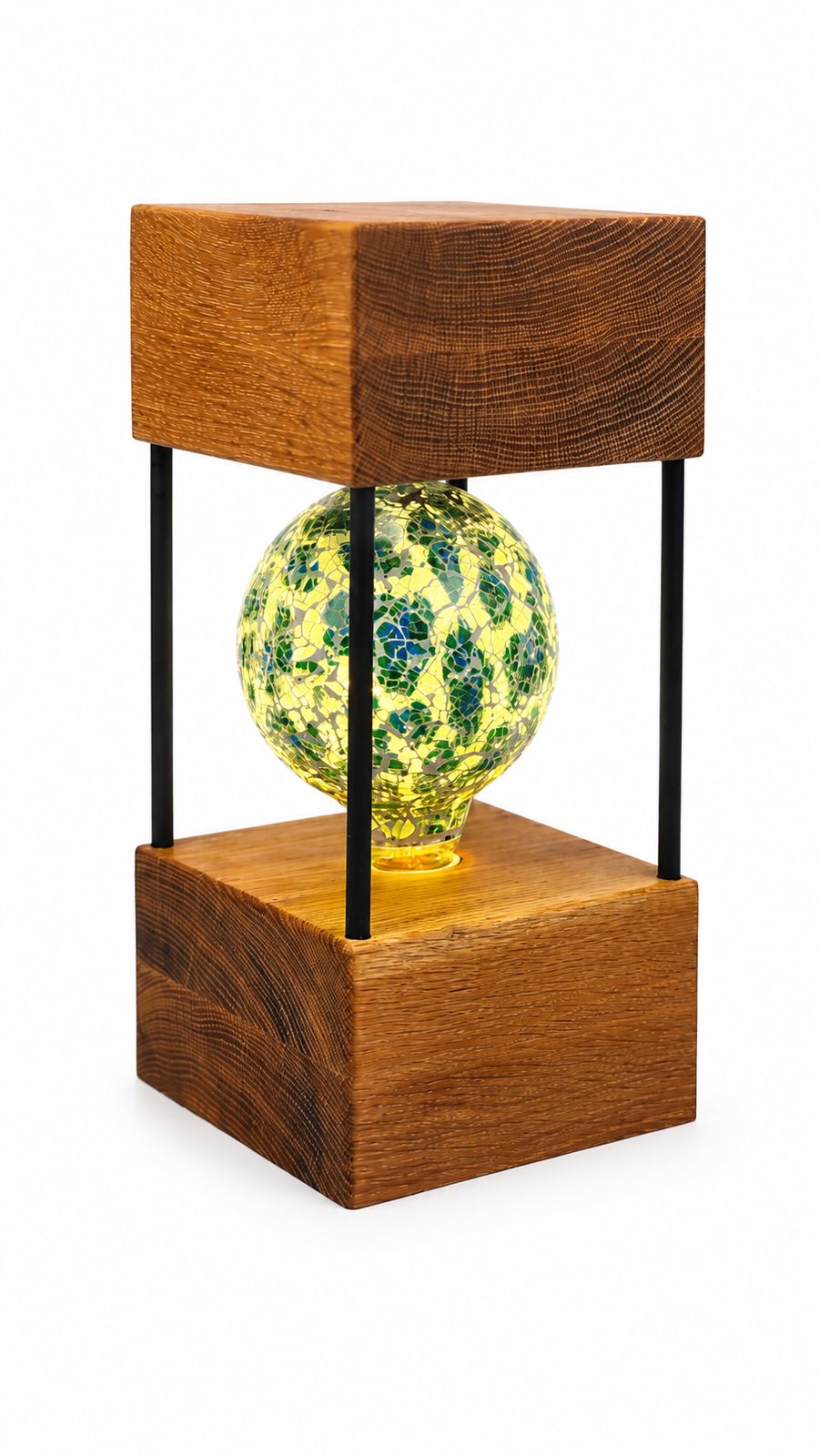 White Oak Double Square Lamp
