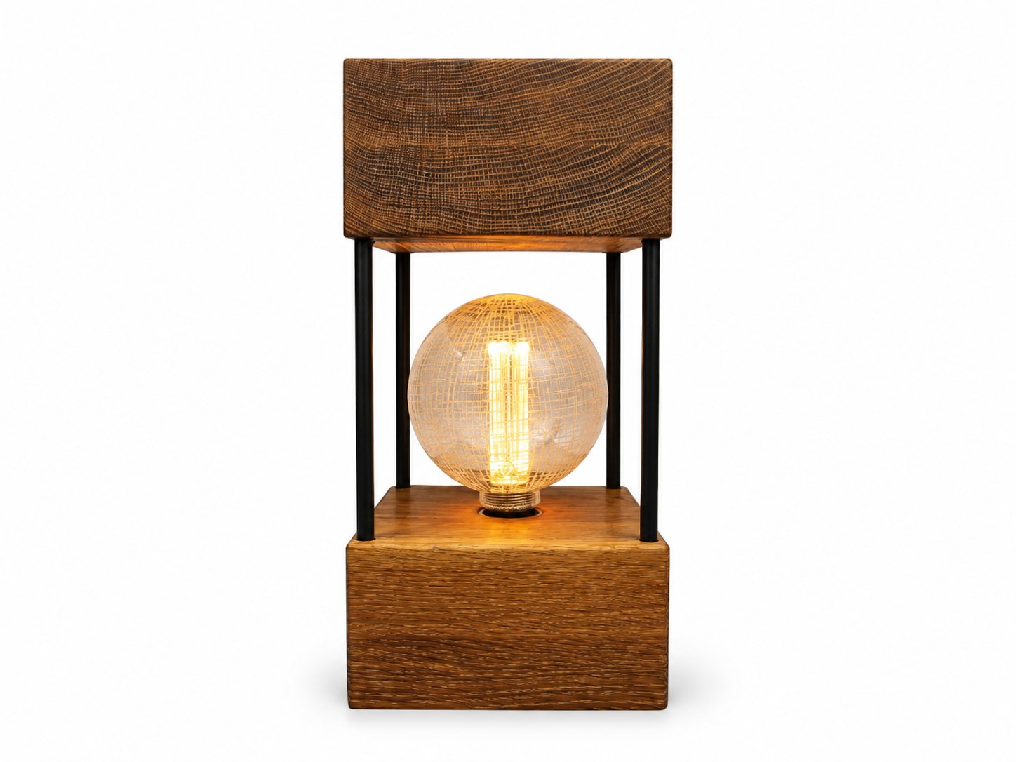 White Oak Double Square Lamp