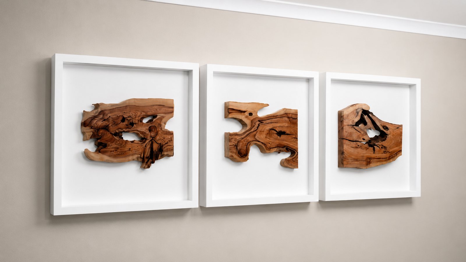 Wild Olive Wood Triptych Wall Art Set II